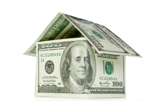 Money house on white background